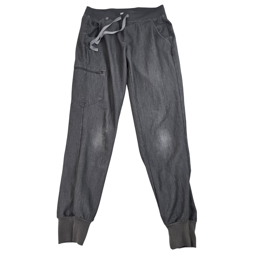 FIGS Zamora Jogger Scrub Pants XS Graphite Heather Charcoal Yoga Waist W18SW2005